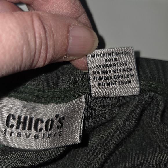 Chicos 2 Travelers Pants Womens 12 Olive Green Acetate Spandex Wide Leg Slinky - Picture 4 of 8